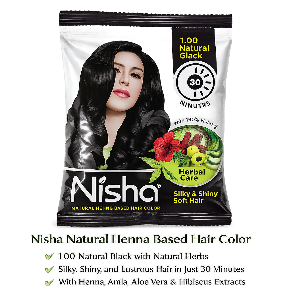 Nisha Natural Henna Based Hair Color – Natural Black (10g)